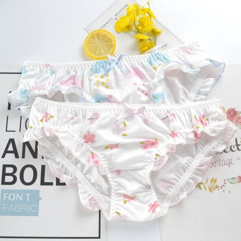 Женское цветочное нижнее белье красивые эластичные трусики с оборками в стиле
