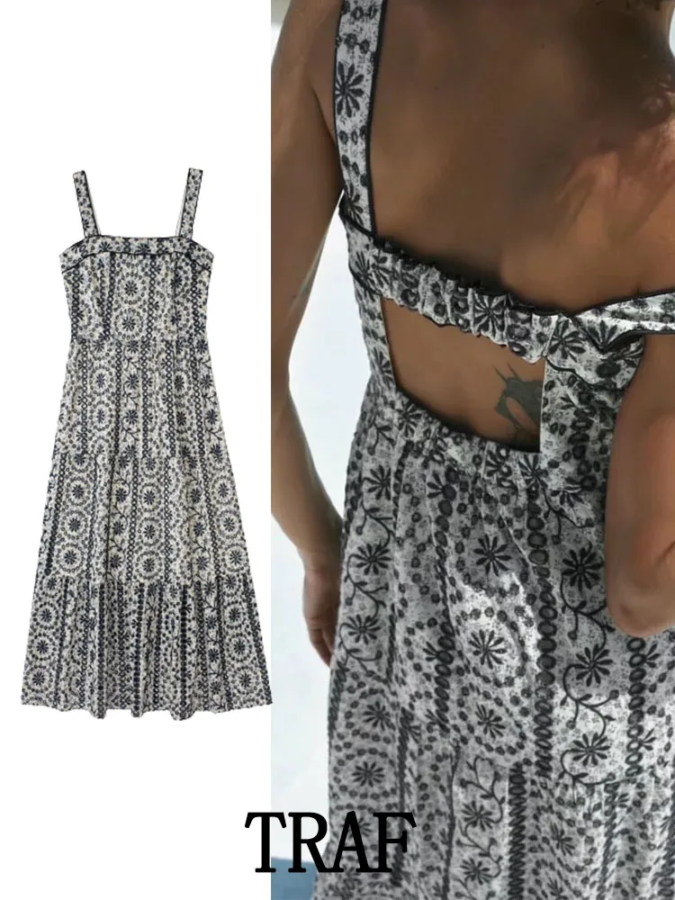 

Платье-миди женское летнее с открытой спиной и вырезами