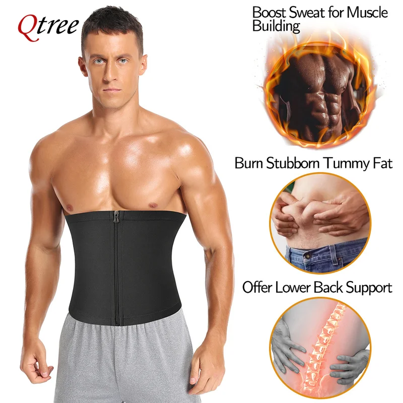 Men Body Shaper Waist Trainer Sauna Belt Workout Slimming Tummy Trimmer Shapewear for Weight Loss Fat Burning Sweat Bands