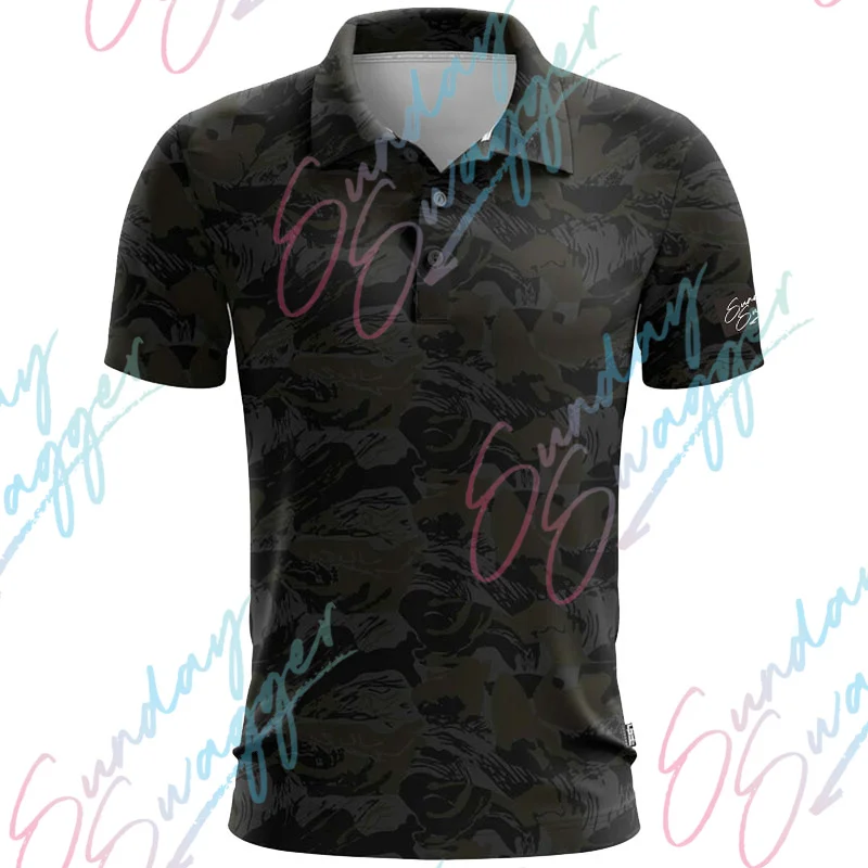 Sunday Swagger New Summer Men Golf Polo Shirts Floral Casual Print Fashion Tops Short Sleeve T-Shirt Breathable Polos Shirt