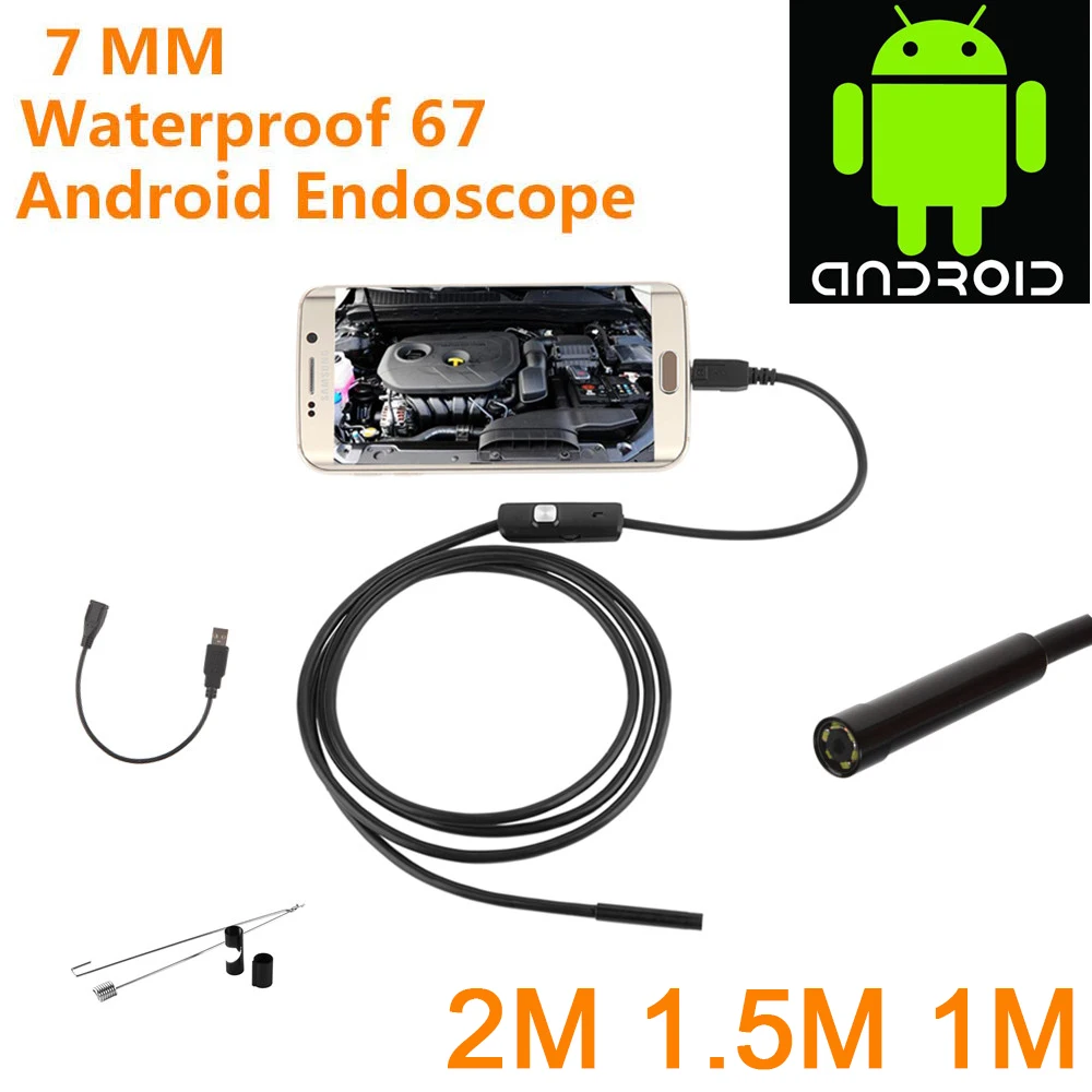 6 LED Endoscope USB Android Endoscopes Camera 5.5mm 7mm Waterproof Inspection Borescopes Flexible Camera for PC Notebook Android