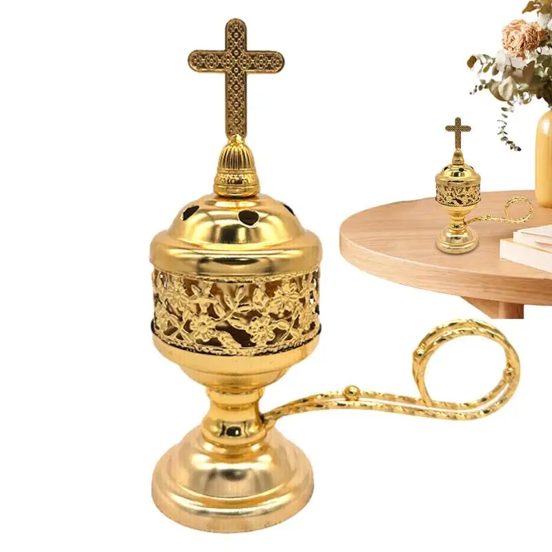 

Incense Burner For Church Cross Incense Burner For Tabletop Decorative Small Aromatherapy For Smudging Incense Metal Decorative