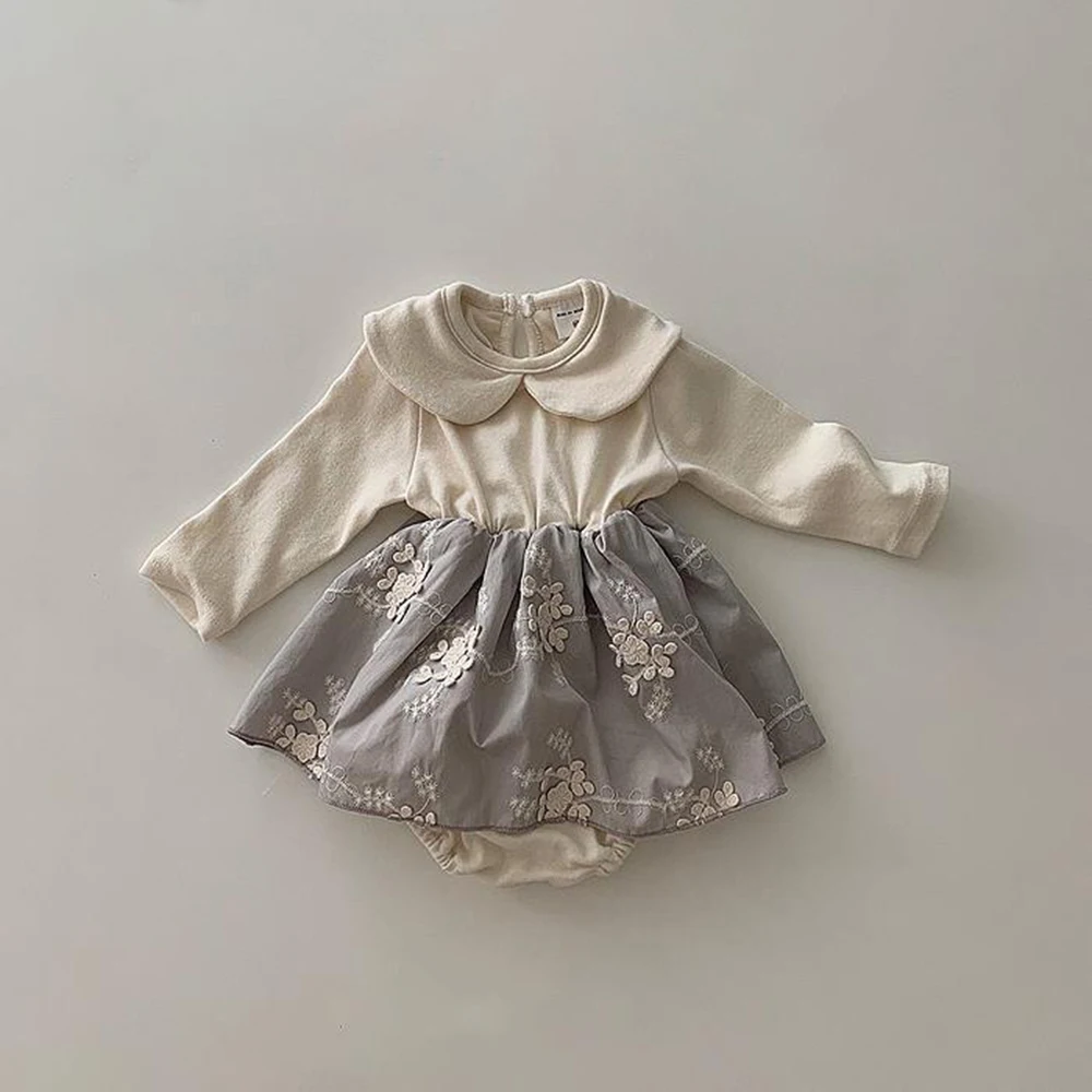 

Menoea/кружевные детские комбинезоны для девочек с вышивкой; Платья; Сезон весна-осень; Цельнокроеные комбинезоны для новорожденных; Вечерние ...