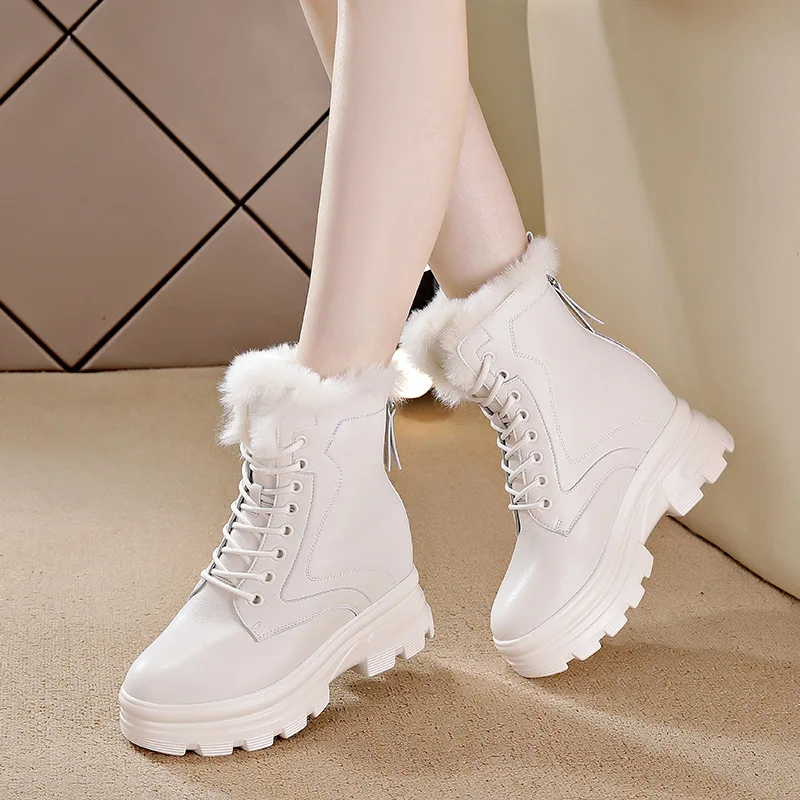 Koovan Women's Boots 2023 New Ankle Boots Female Increased Heel Winter Warm Short Boots Cotton Joker Women's Shoes For Girls