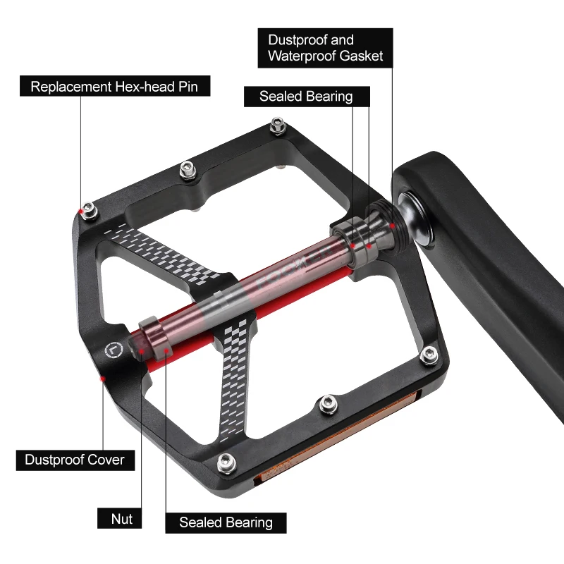 Велосипедные педали Fooker ультралегкие Нескользящие с 3 подшипниками ЧПУ для