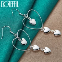 doteffil 925 sterling silver big smooth heart drop earring for woman wedding engagement party jewelry