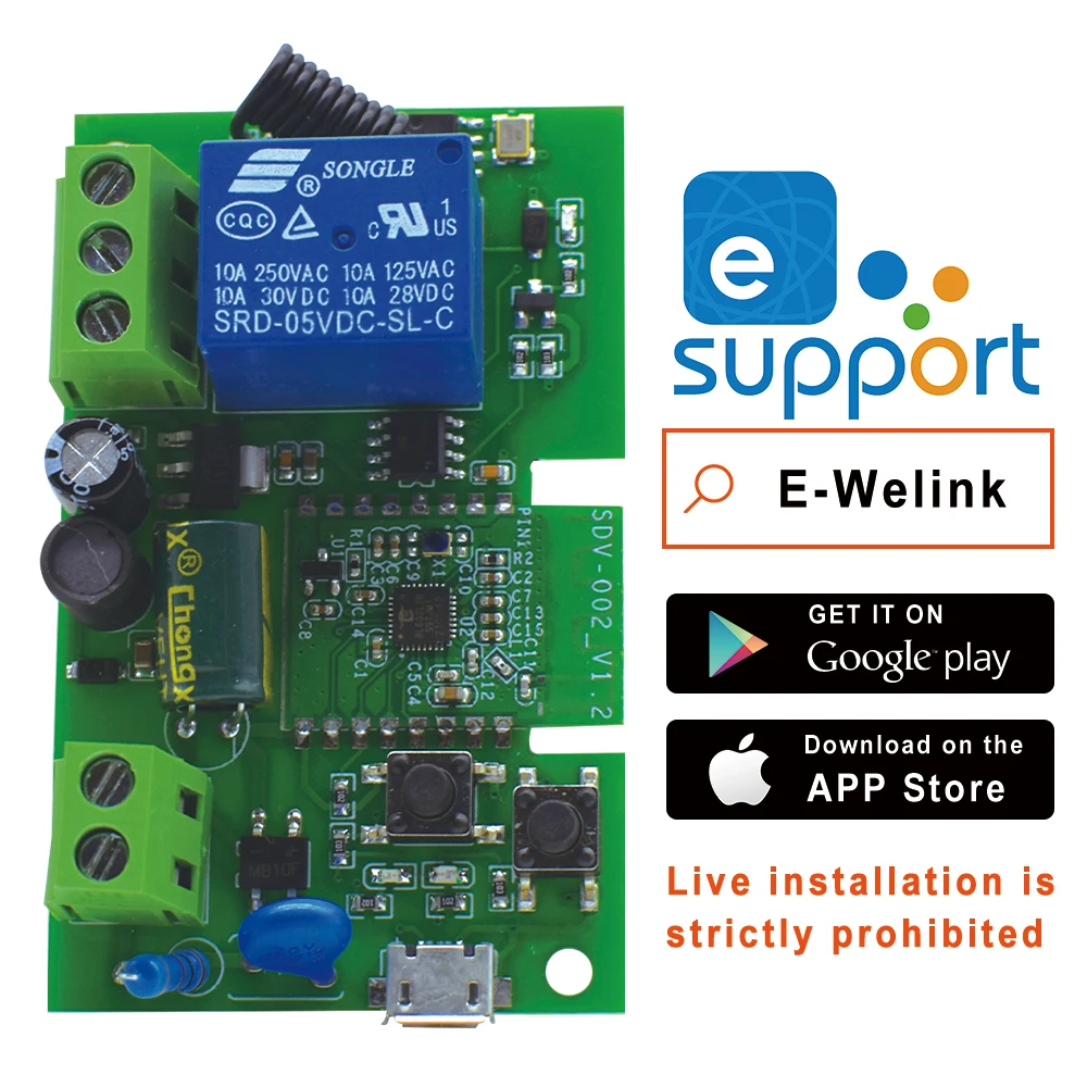 

EWeLink 1CH Module Switch AC/DC7-32V AC85-250V USB5V support RF433MHz Receiver Garage Door Switch Alice Alexa Google