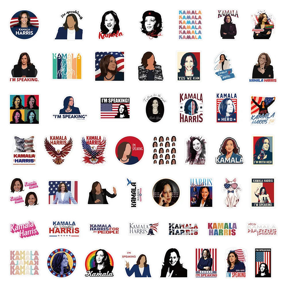 52 шт. Kamala Devi Harris забавные граффити мультяшные наклейки подходят для багажника
