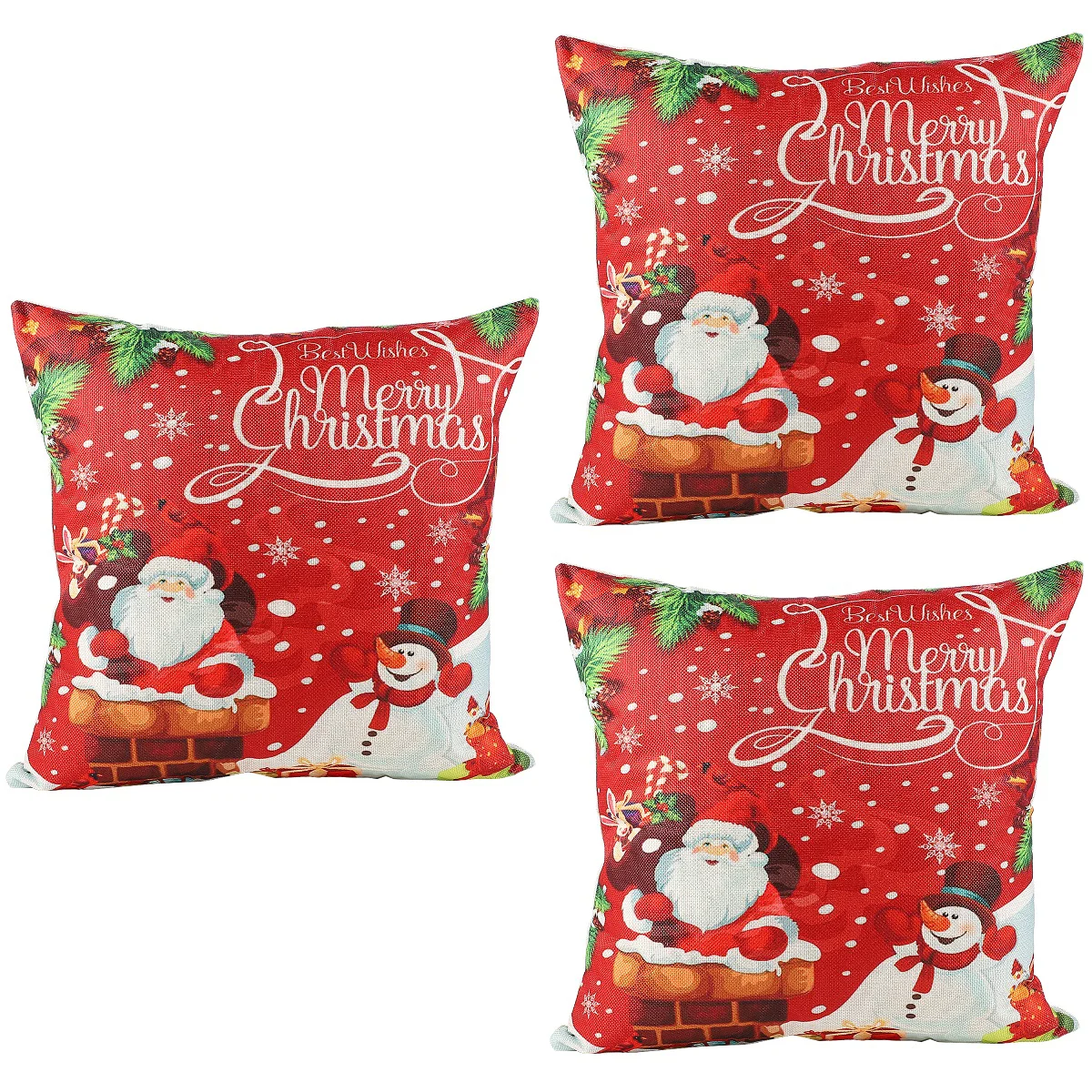 

3 pcs Lovely Linen Stylish Chic Exquisite Christmas Pillow Xmas Elements Cushion Sofa Pillow for Coffee Shop Sofa