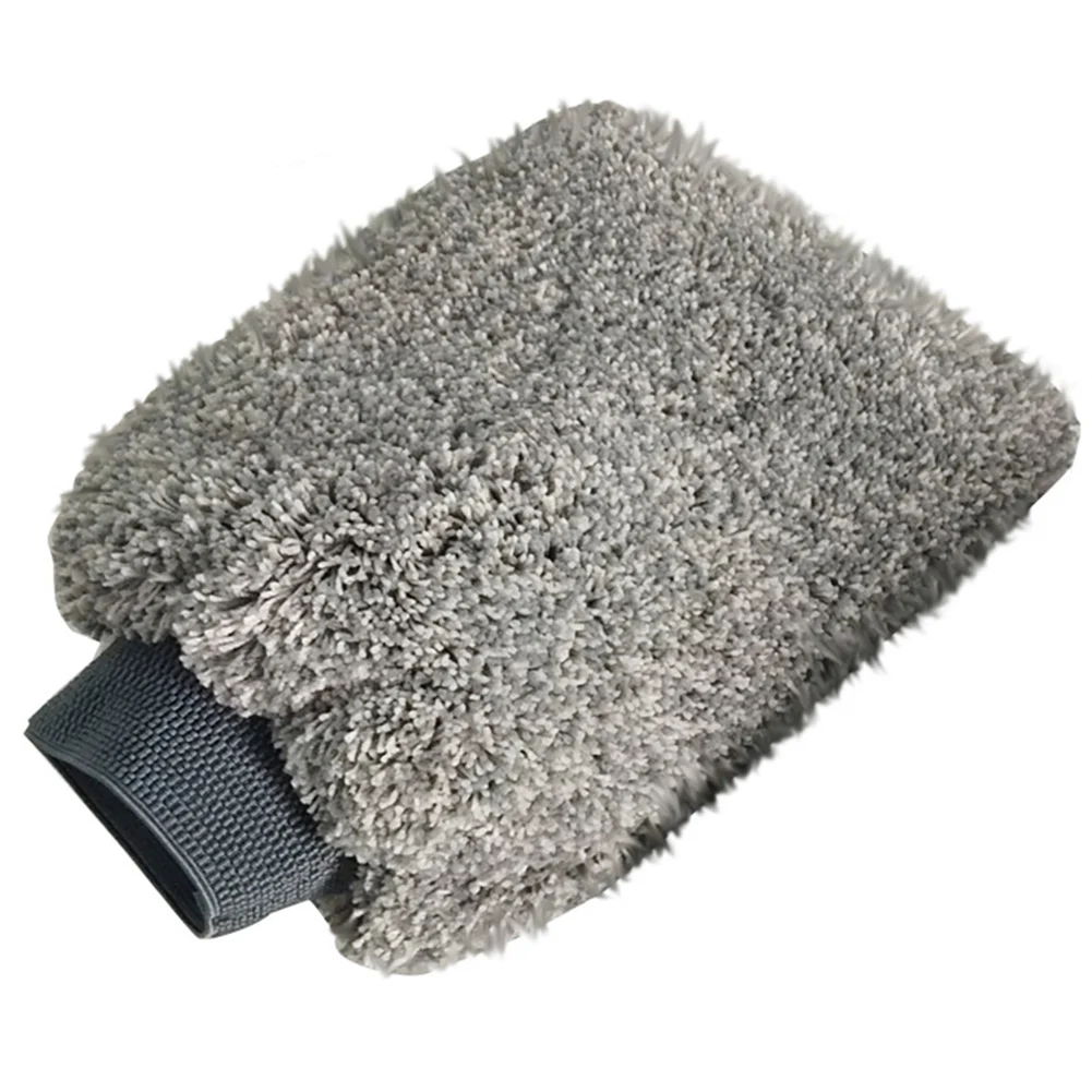 

1Pcs Car Wash Glove Double-sided Large Plus Velvet Fiber Car Wiping Gloves Decontamination Softness Non-depilation Cleaning Tool