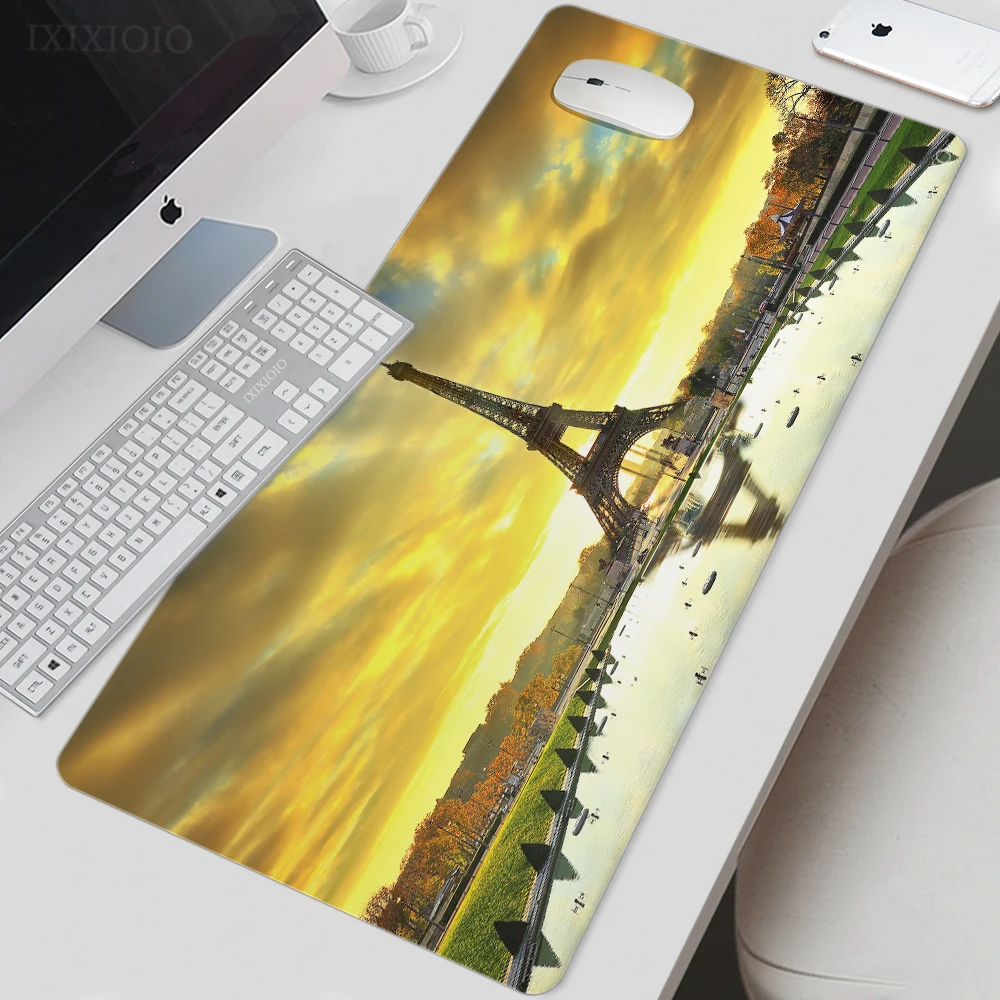 

Коврик для мыши, игровой коврик для мыши, Франция, Париж, Эйфелева башня, XL, XXL, натуральный каучук, нескользящий, для офиса