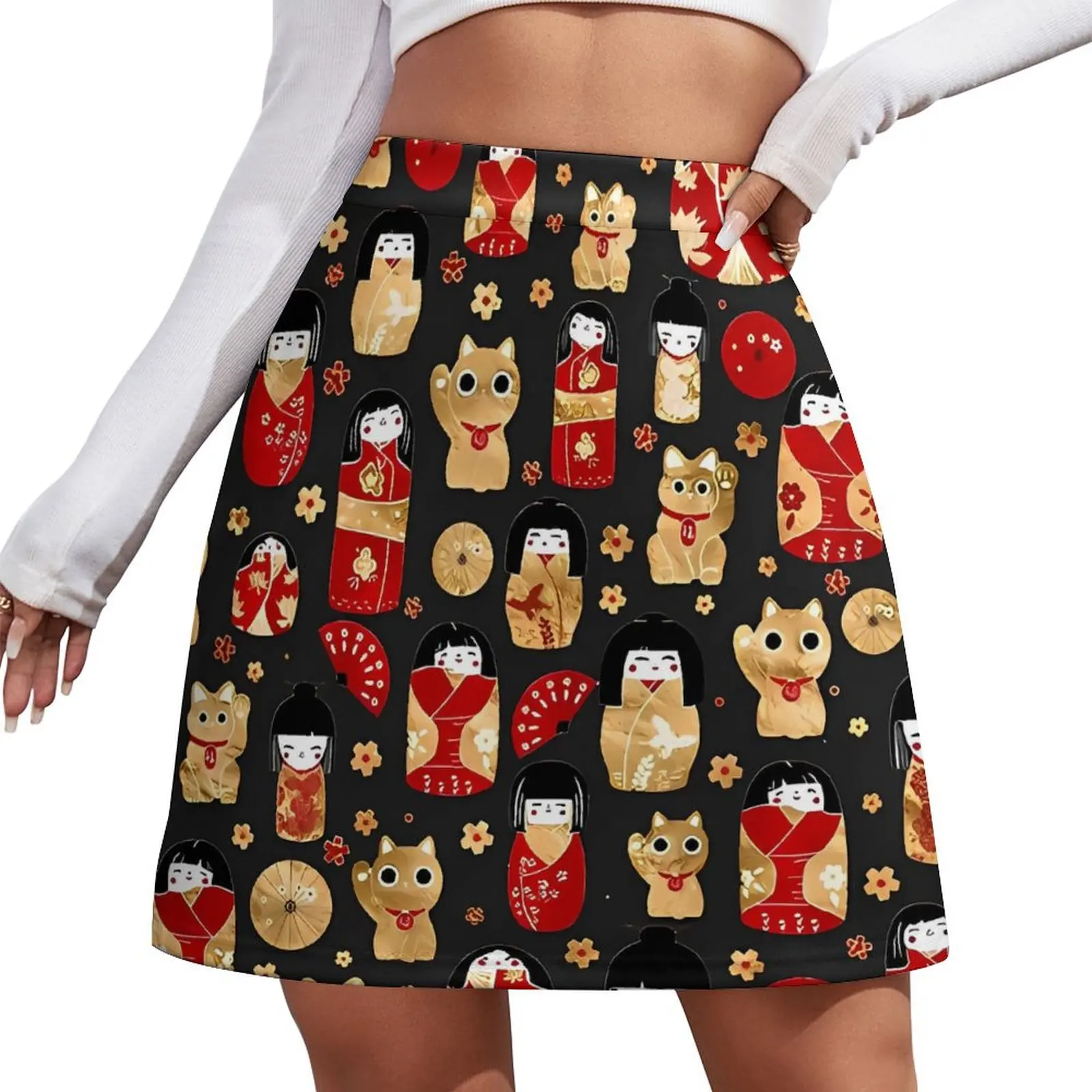 Kawaii японская юбка для кукол Кокеши и Манеки Неко кошки модные повседневные юбки