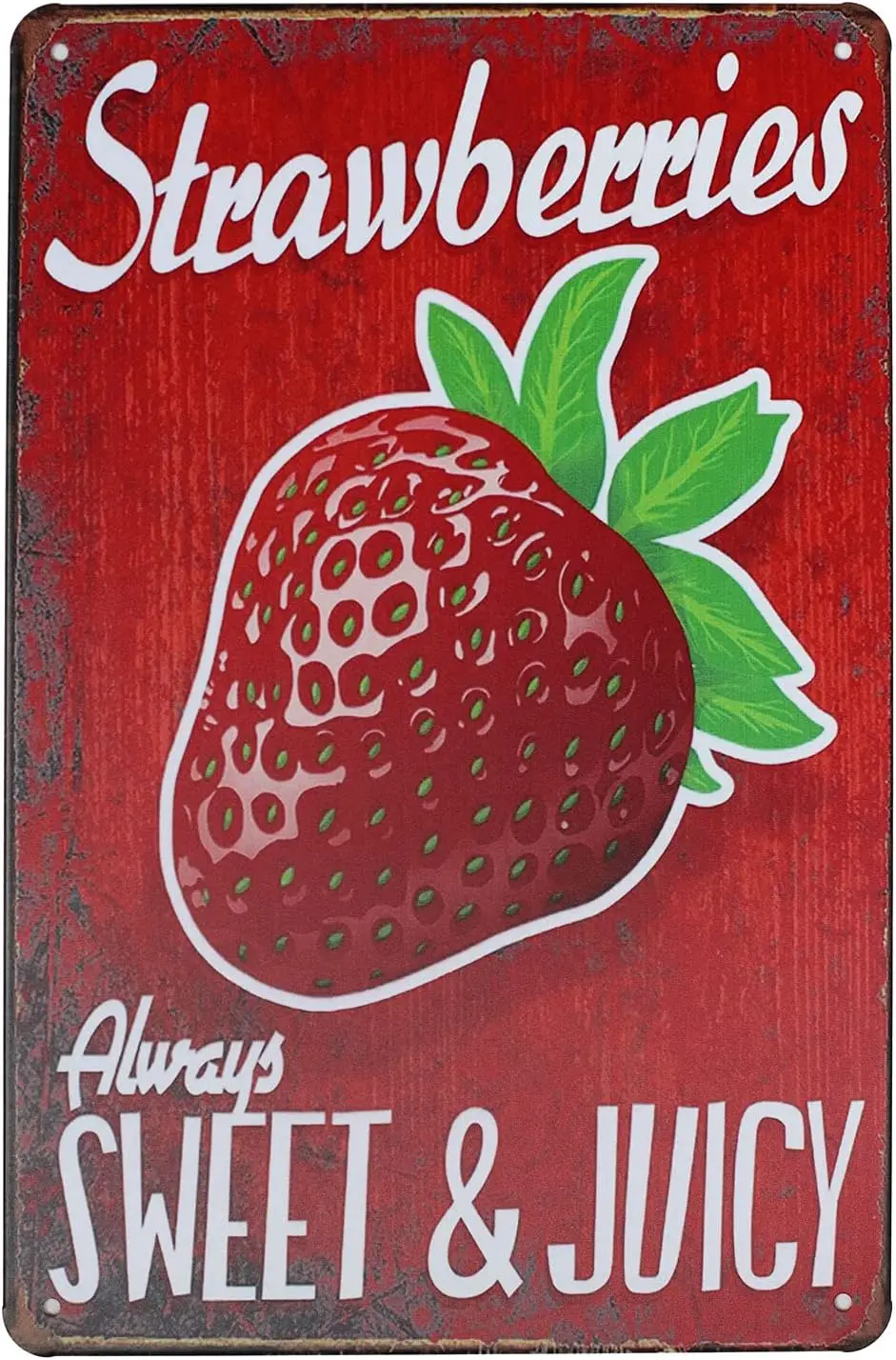 Strwberres lwys Sweet Jucy Vntge Metl Tn Sgn Rurl Ретро Plque Home Wll Decor (Juce)