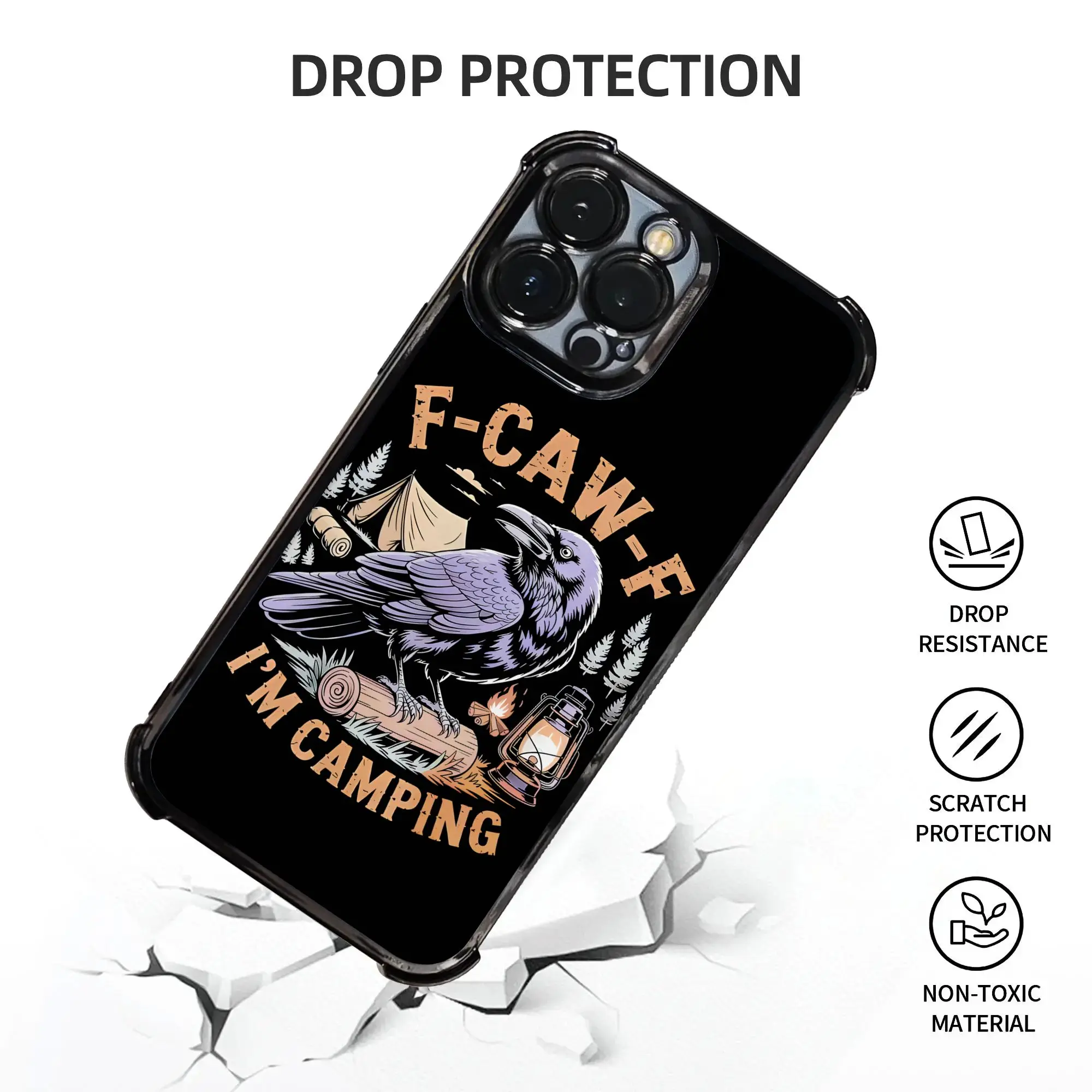 Фото Забавный чехол для телефона с изображением ворона F CAW F I'm Camping Outdoors Adventure, с гальваническим покрытием, для iPhone, различные модели №3