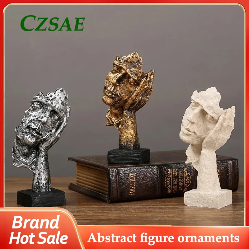 

Statues, Abstract Figures, Ornaments, Resin Tabletop Sculptures, Nordic Silence Is Gold Art Crafts, Office and Home Decoration.