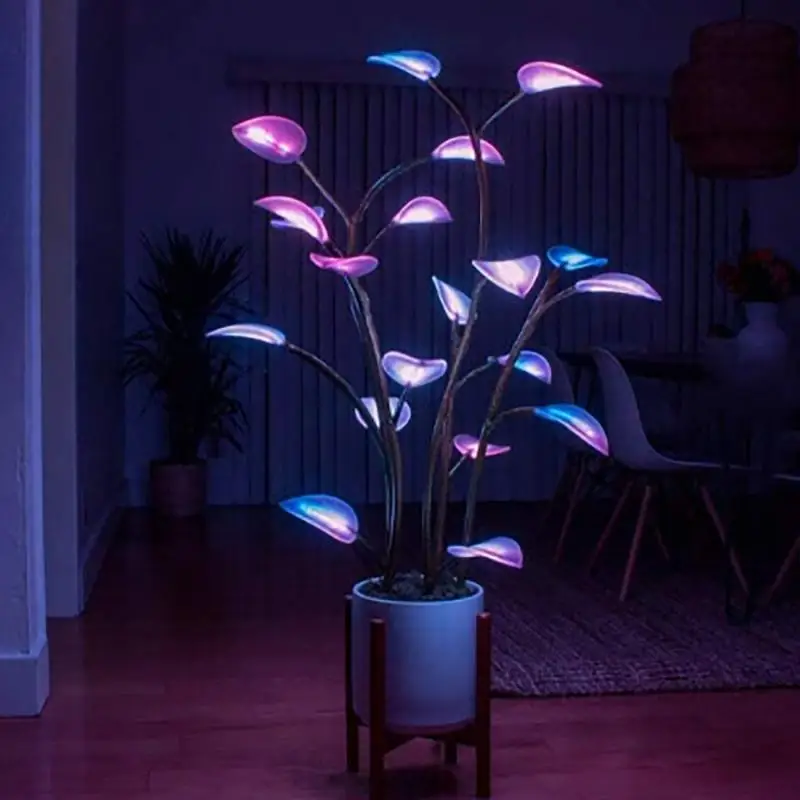 LED Houseplant Lamp Indoor Decor DIY Programmable Night Light USB Changeable Color Plant Shape Lamp for Home Decor Bonsai Lights
