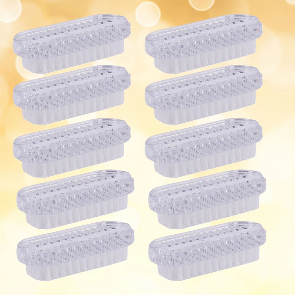 

10pcs Double-sided Nail Cleaning Brushes Nail Scrubbers Nail Cleaners for Home Salon