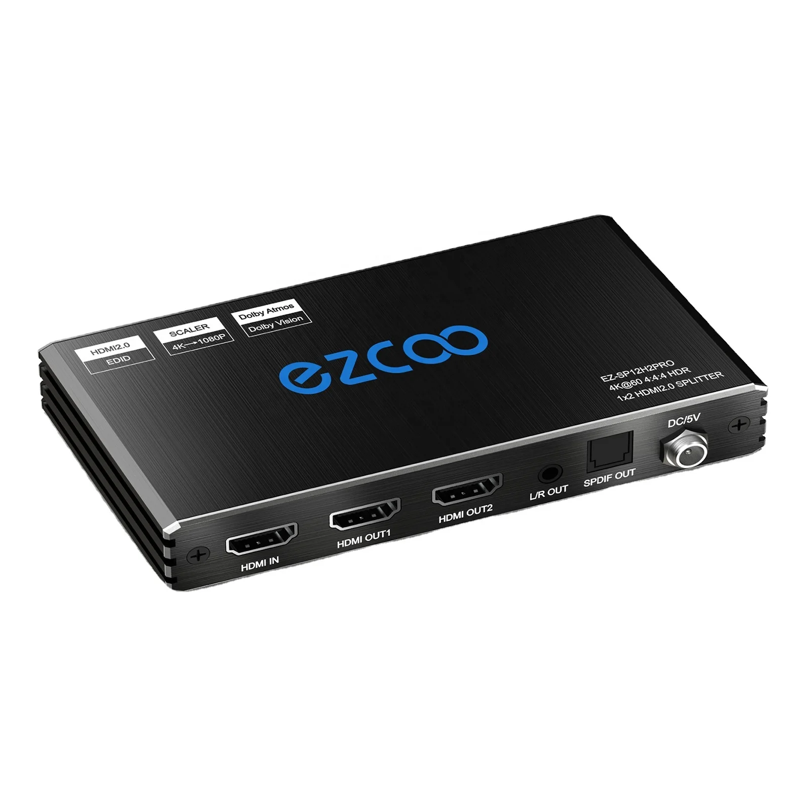 

4K 60Hz HDMI Splitter 1x2 4:4:4 1080P 120Hz PS5 SPDIF HDCP2.2 18Gbps HDR HDMI Splitter 1 in 2 Out 4K Down Scaler 1080P