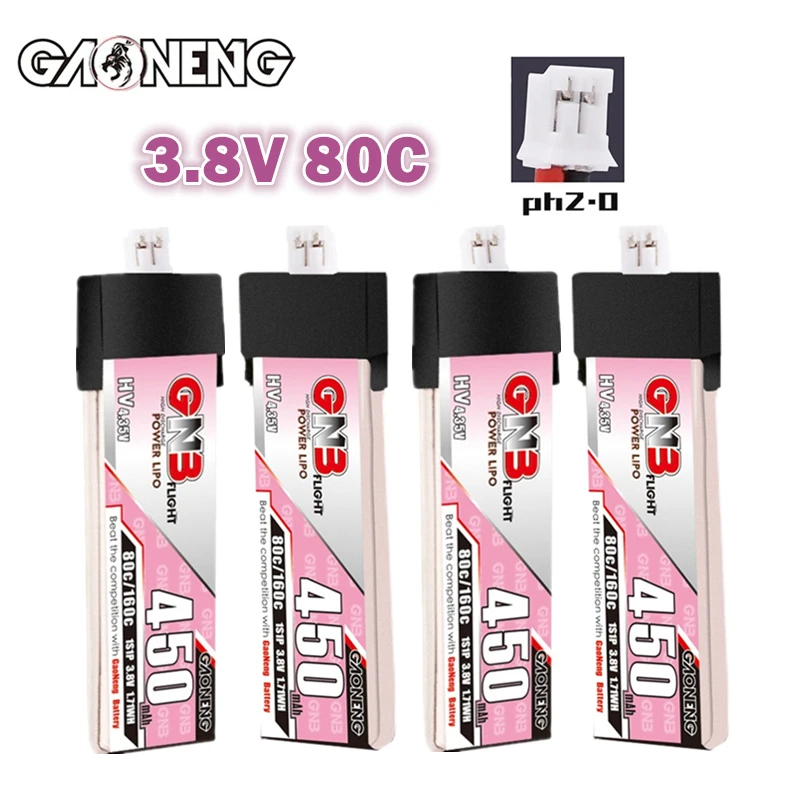 

Улучшенный литий-полимерный аккумулятор GNB 1S 3,8 в 450 мАч 80C для модели пересечения самолета TinyHawkSII, беспилотник FPV, вертолет, Дрон, батарея 3,8 в