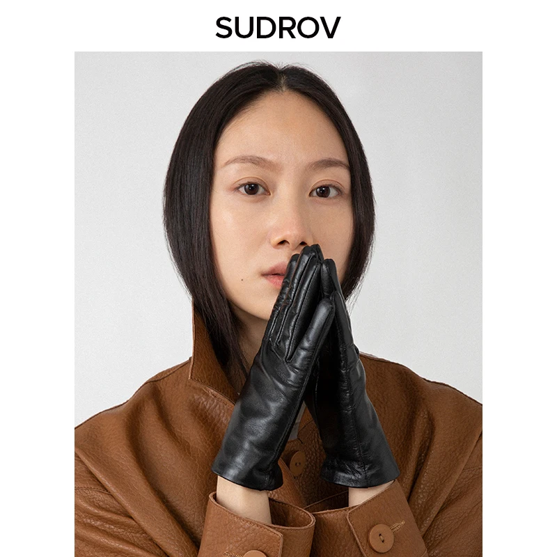 

2022 autumn and winter new goatskin gloves short leather accessories women's warm gloves