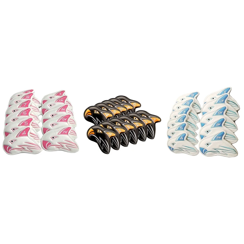 

ELOS-11Pcs Waterproof Skull Golf Iron Head Cover Club Putter Headcover Golf Iron Head Covers