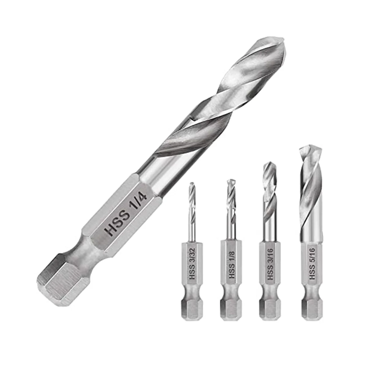 

1/4 Hex Drill Bit Set 5PCS Stubby Drill Bit Set for Metal M2 Short Length Drill Bit Steel for Quick Change Chuck