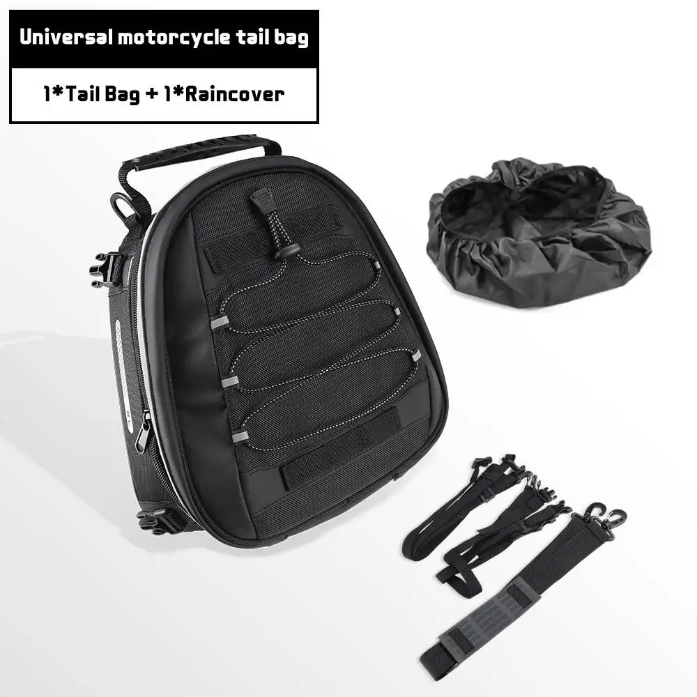 Мотоциклетная сумка, расширяемая, 8-10 л, универсальная сумка для хранения багажа на заднее сиденье мотоцикла, с плечевыми ремнями и дождевиком