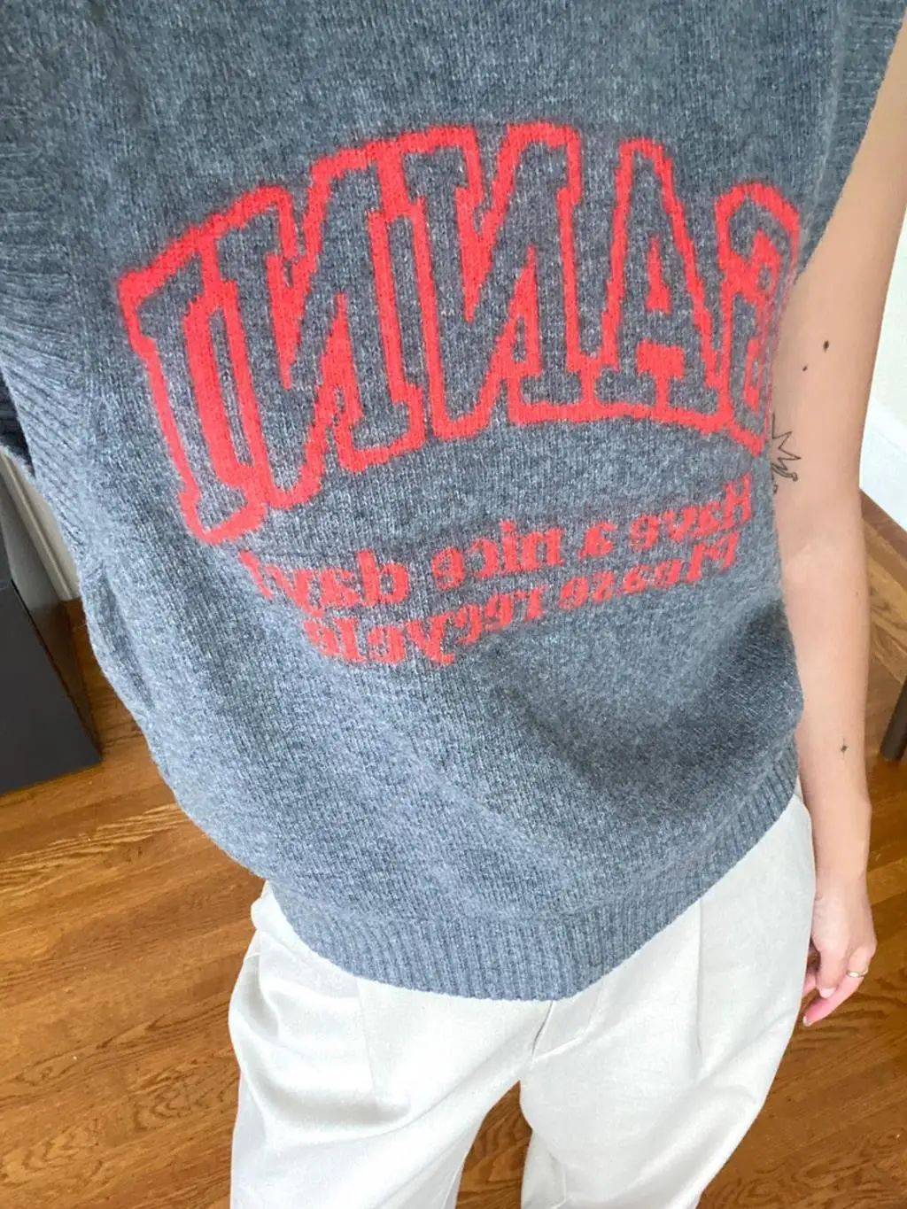 

Женский жилет с надписью, осенняя одежда, модный свитер из 2023 шерсти, пуловеры, женские джемперы в Корейском стиле, свитера, топы