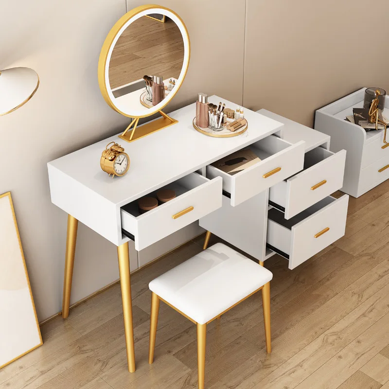 

Dressing table bedroom modern simple solid wood multi-layer board bedroom storage cabinet dressing table integrated tablecabinet