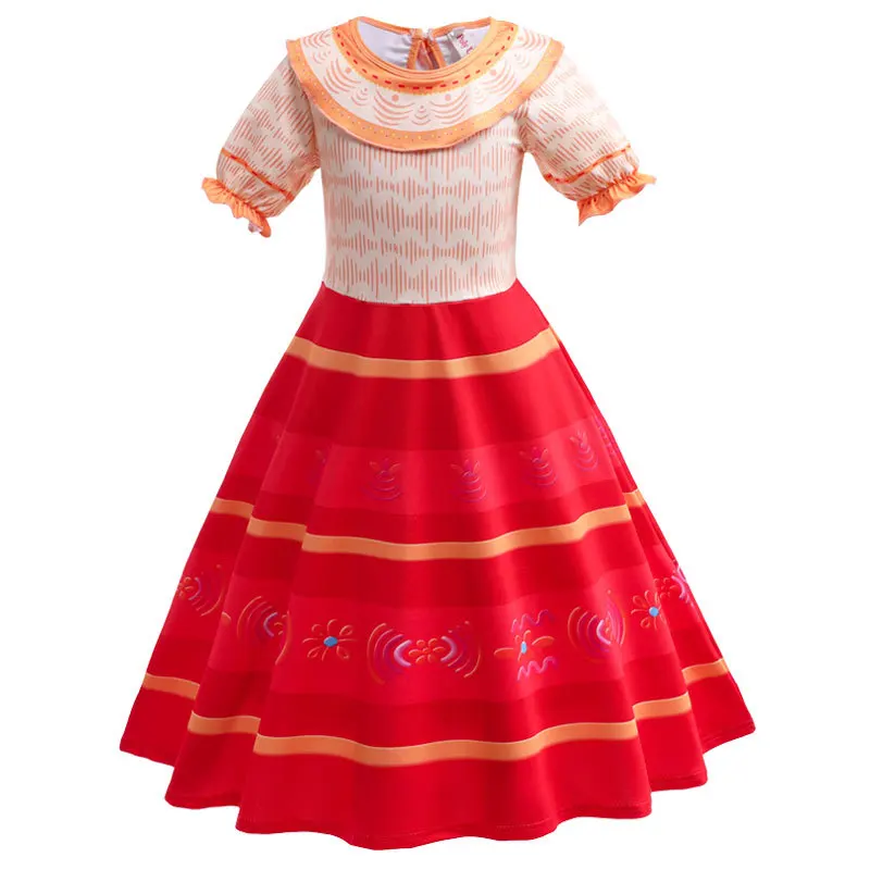 

2022 Children Costumes Prom Dresses Girls From 2 to 7 Years Shredded Milk Fabric Orange Knee Length Cosplay Princess Dress