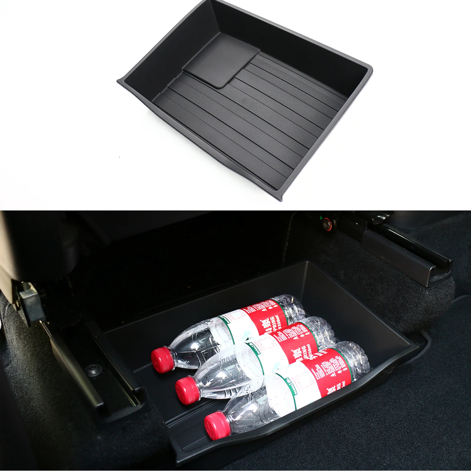 

Car Under Seat Storage Box High Capacity Tray Sundries Container Drawer Organizer Auto Interior Accessories For Tesla