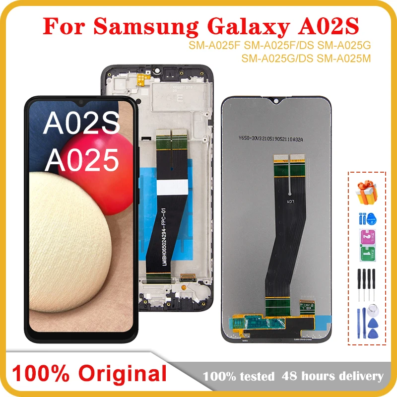 

100% Оригинальный дисплей для Samsung Galaxy A02S, дисплей для телефона/DS, ЖК-дисплей с сенсорным экраном, дигитайзер, детали для Samsung A02S, ЖК-дисплей