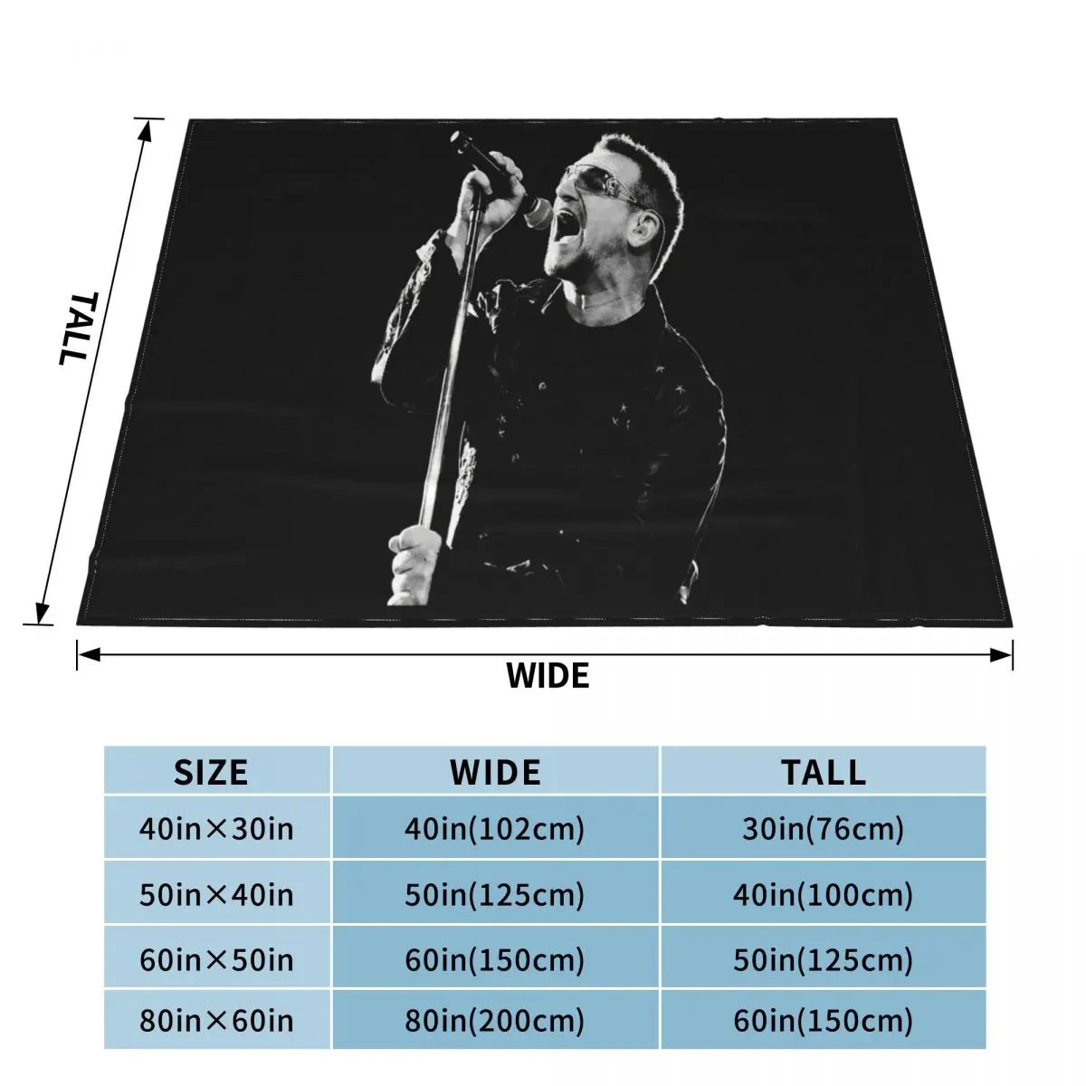 Мужское одеяло Bono U2 новинка 100 хлопок черные Fruit Of The Loom Kawaii продвижение