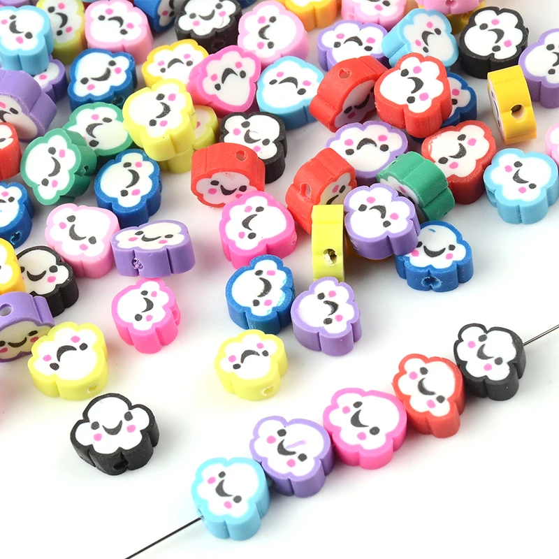 

30pcs/Lot Colorful Smile Clouds Polymer Clay Beads Loose Spacer Beads for Jewelry Making Bracelet DIY Bead Jewelry Accessories