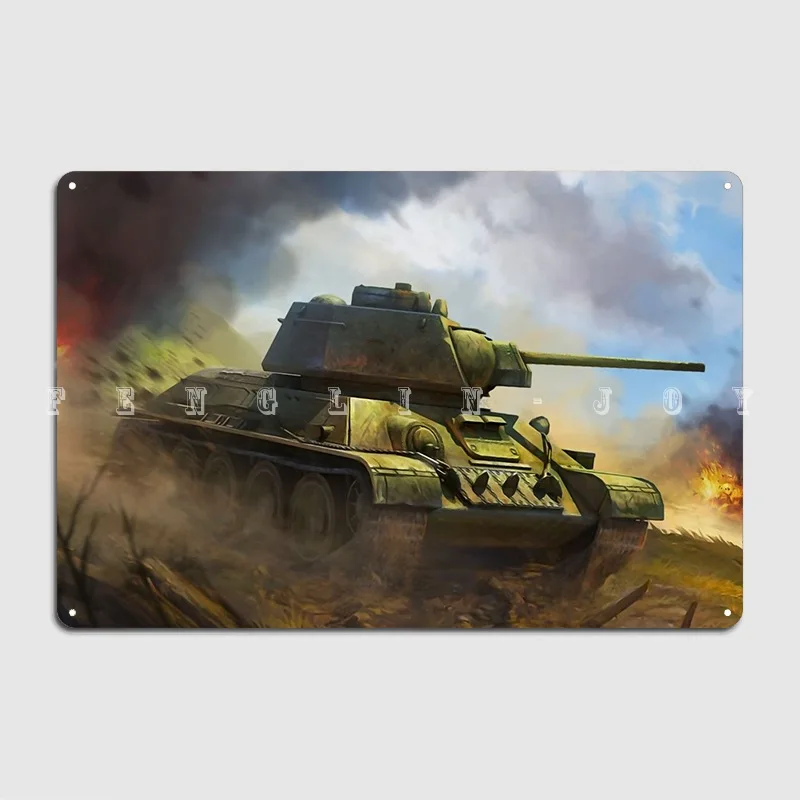

T34 боевой металлический плакат на стену, настенная роспись для гостиной, создание стен, Декор, жестяной плакат