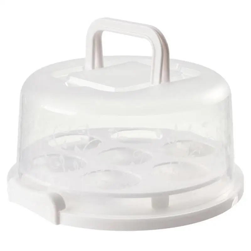

Cake Holder Round 7-Slot Cake Cupcake Carrier Cake Stand With Lid And Handle Portable Cake Container Holder Two-Sided Base For