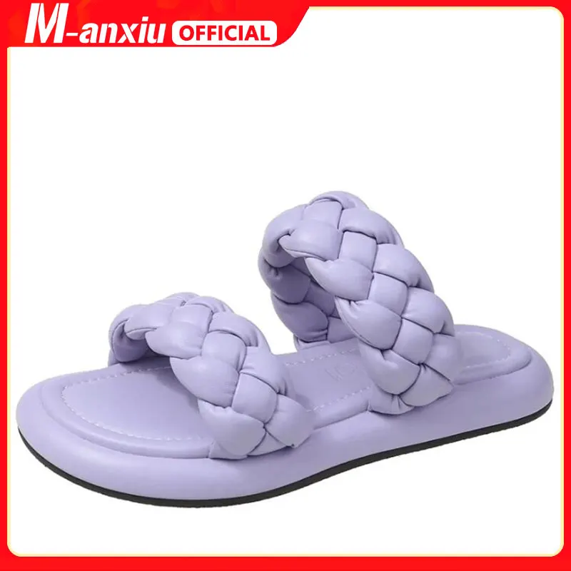 

2022 New Purple Bread Cross Flip Flops Women Platformform With Summer Slippers Fashion Peep Toe Women Mules Slides