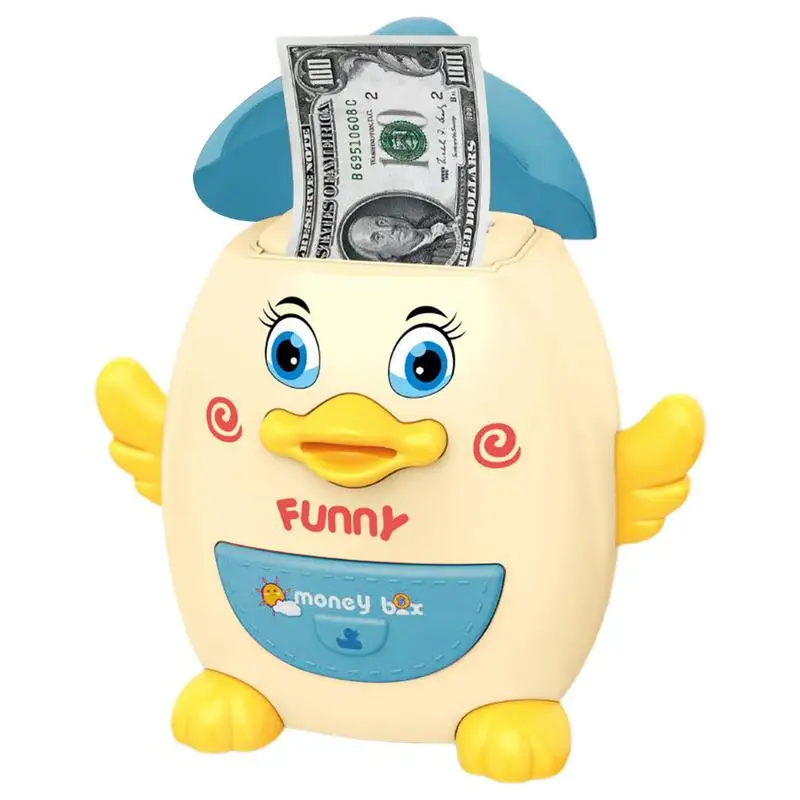 

Kids Piggy Bank Money Coin ATM Machine Large Capacity Auto Scroll Paper Money Saving Box With Fingerprint Recognition Unlocking