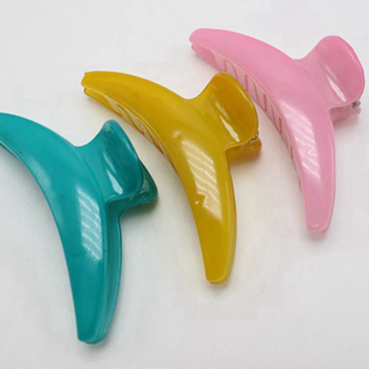 

6 Mixed Jelly Color Plastic Hair Claw Grip Folding Clips Clamps 75mm For Women