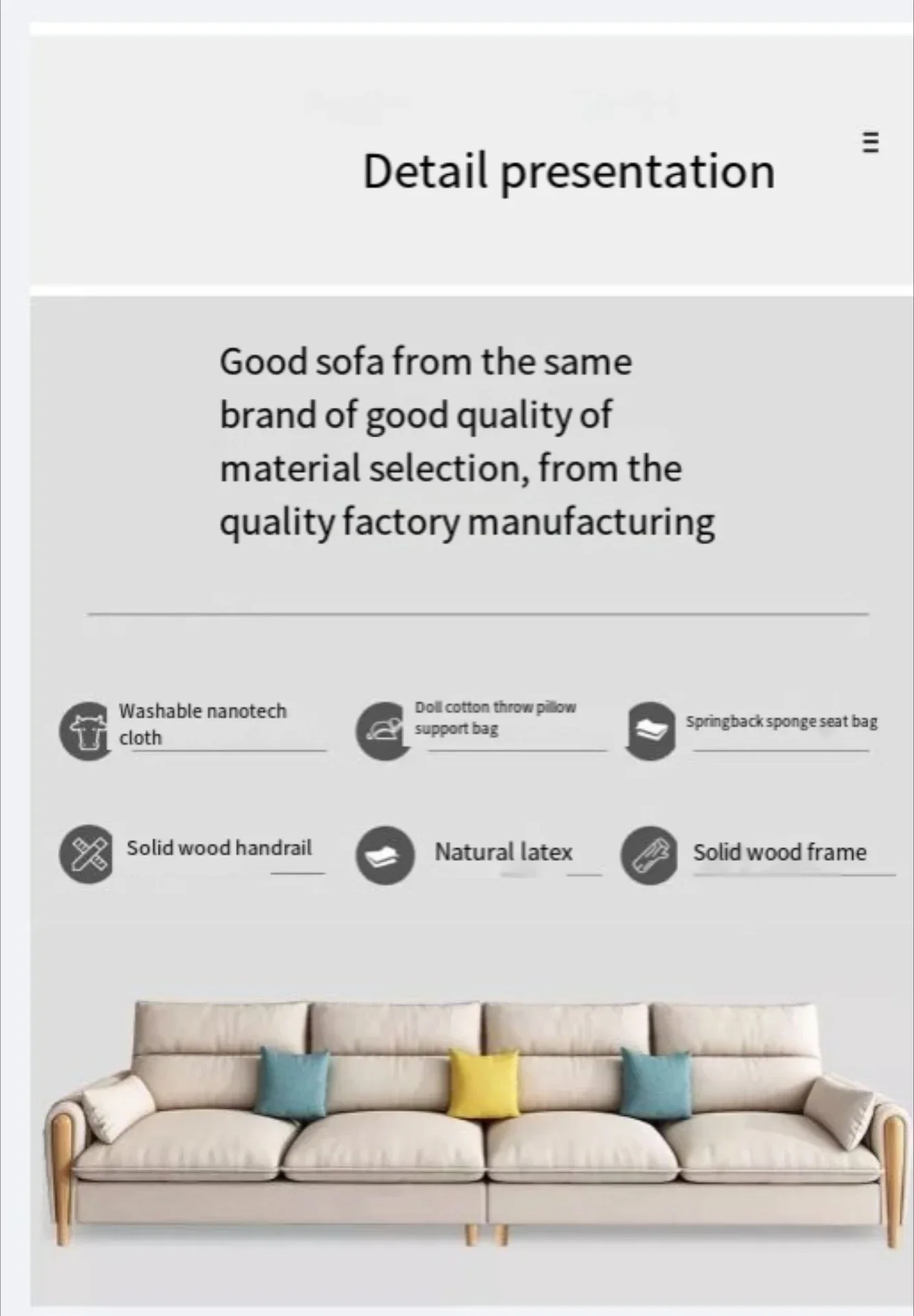 Скандинавский тканевый диван из цельного дерева небольшая квартира простая