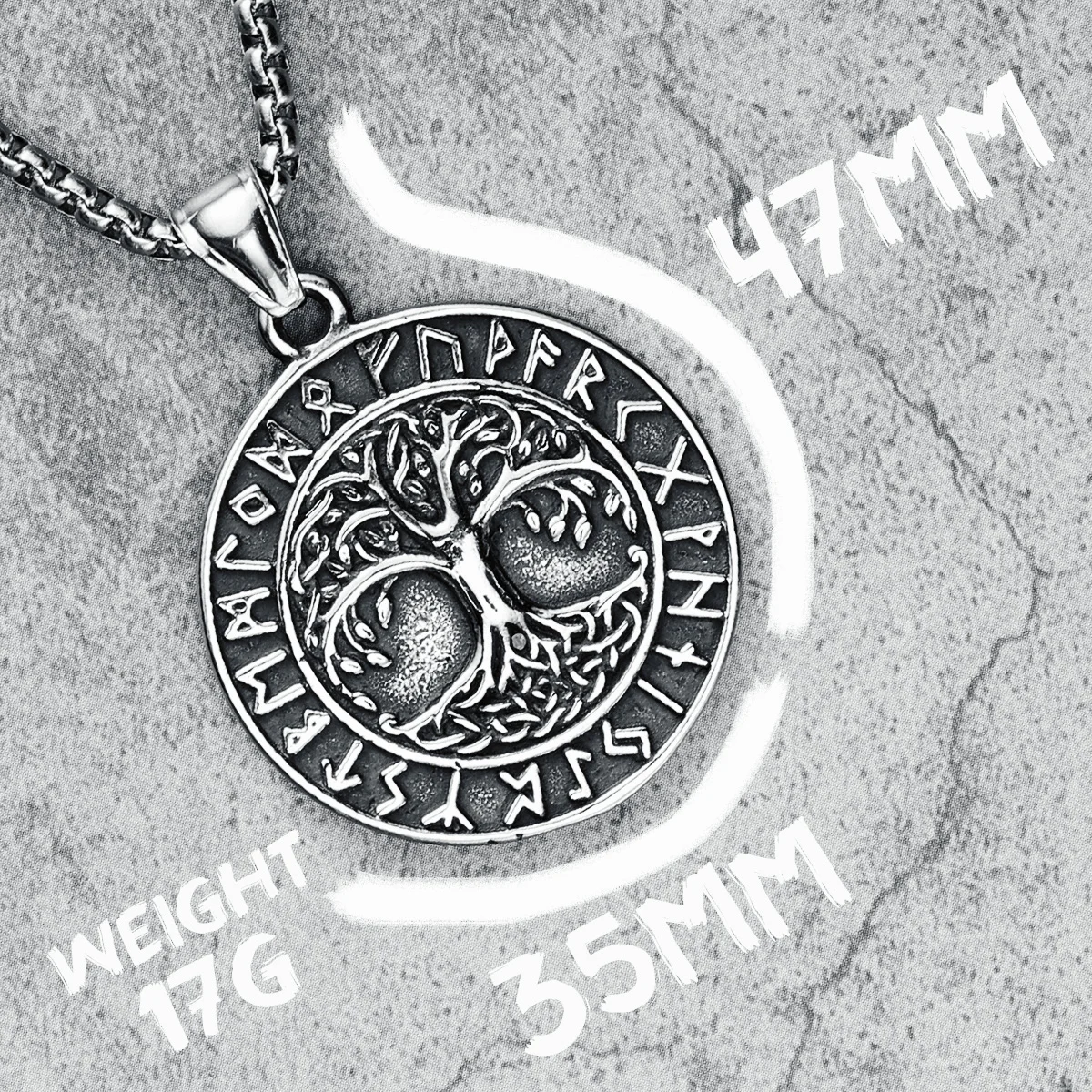 Viking Runes Tree of Life Pendant Men Necklace Retro 316L Stainless Steel Nordic Chain Rock Punk for Friend Male Jewelry Gift images - 6
