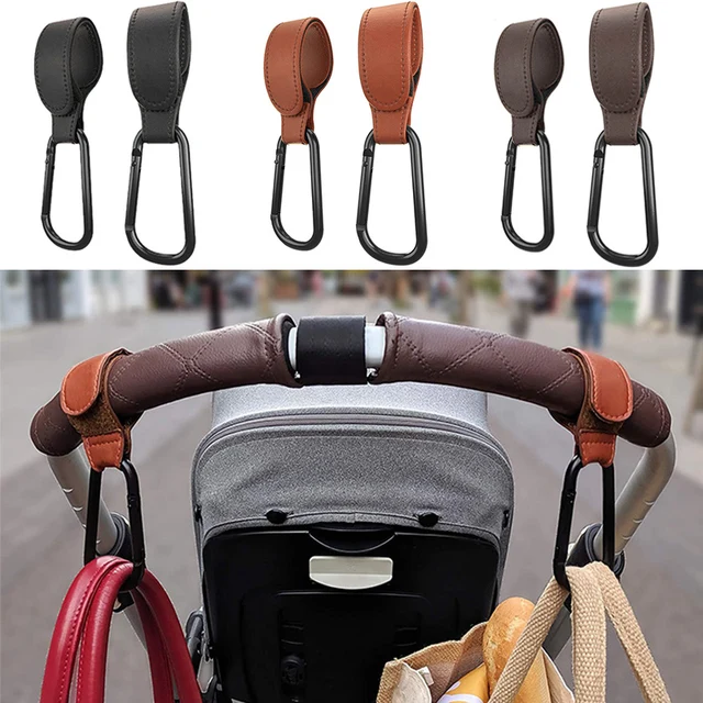 1/2pcs PU Leather Baby Bag Stroller Hook Pram Rotate 360 Degree Rotatable Cart Organizer Pram Hook Stroller Accessories 2