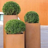 supply tall square outdoor garden decoration flower pots corten steel metal planter