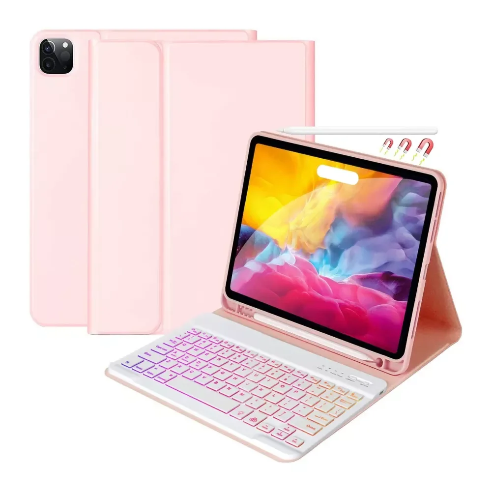 For IPad Auto Sleep/Wake Function Wireless Keyboard Case Detachable Smart Cover for Ipad Pro11/ Air4/5 10.9Inch 7 Colors Backlit