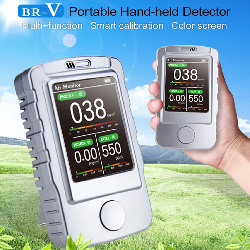 

Air Quality Monitor Indoor Outdoor PM2.5, PM1.0, PM10, CO2 Meter Tester Gas Leak Detector Temperature and Humidity Sensor Helper