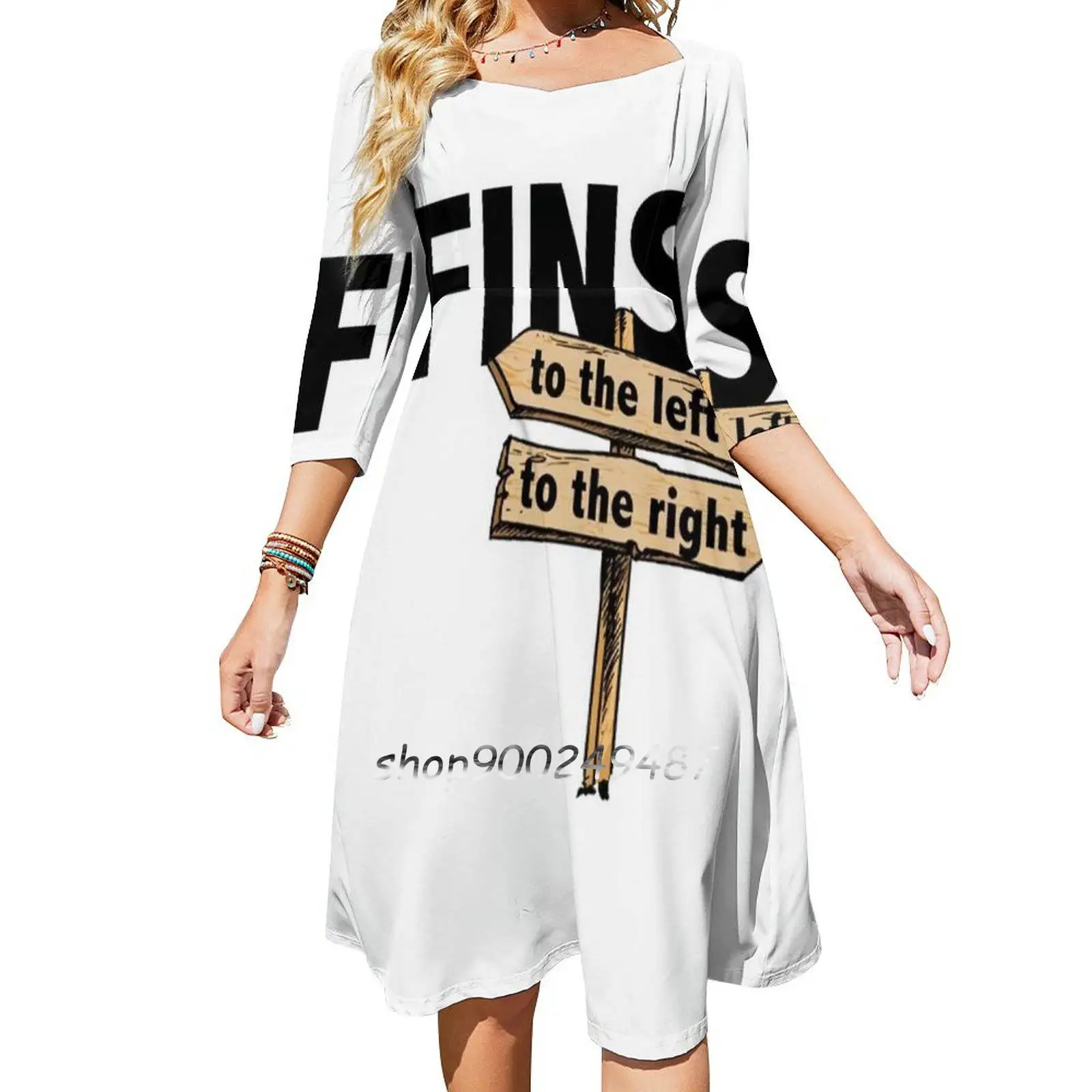You Got Fins To The Left Right! Flare Dress Multiple styles Print Short and Long Sleeve Parrothead