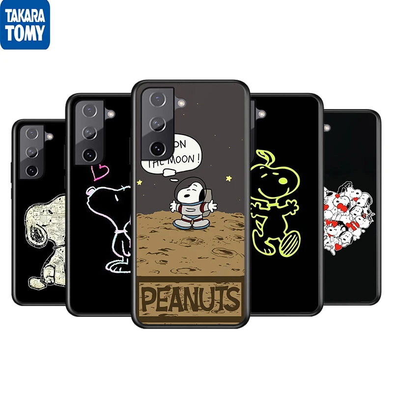 

Peanuts Cute Snoopy For Samsung Galaxy S22 S21 S20 Ultra Plus Pro S10 S9 S8 S7 4G 5G Soft TPU Black Phone Case Funda Coque Cover