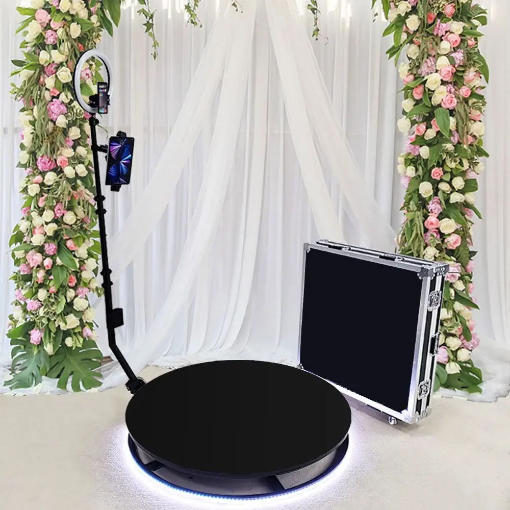 

360 Photo Booth Rotating Machine 360 Degree Video Booth Automatic Spin Machine Flightcase for Events Party Wedding Entertainment