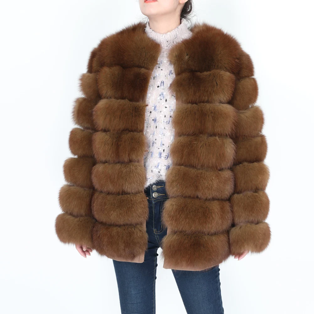 Женское длинное пальто из натурального меха 70 см жилет натуральной лисы зимняя