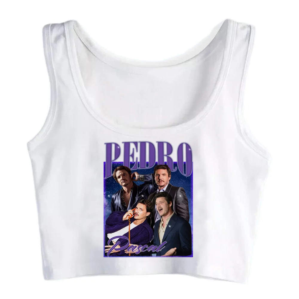 

Pedro Pascal tank top gothic graphic 90s crop top Female vintage yk2 manga streetwear crop top
